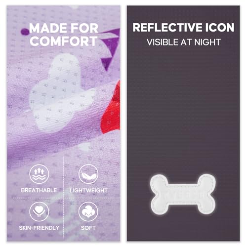 2Pack Dog Shirts for Small Dogs Breathable Mesh Tank Top (Medium (7-13lbs) / 3# 2Pack (Dinosaur+Purple))