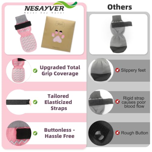 Dog Socks Shoes for Hot Pavement to Prevent Licking Paws (Pink / X-Small (Paw Width: 1.8"))