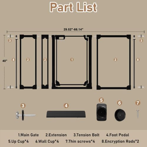 40" Extra Tall Clear Acrylic Dog Gate 57.87 (Black / 57.87-66.14"W x 40"H)