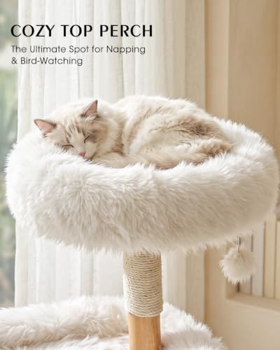 Solid Wood Cat Tree (Milky White)
