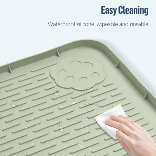 Pee Pad Holder for Dogs 40''x28'' Silicone Puppy Pee Pad Tray (Green)