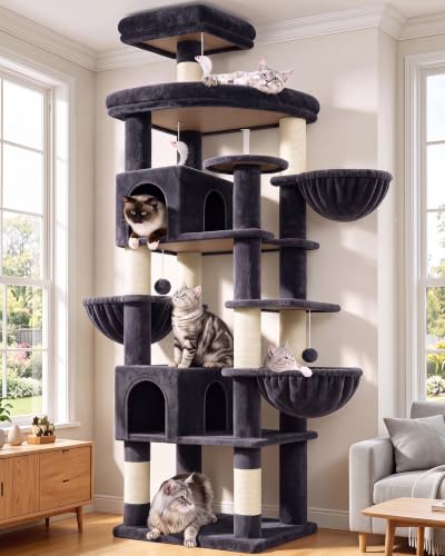 82in Extra Large Cat Tree Tower for Indoor Cats Large Adult (82inch / Dark Grey)