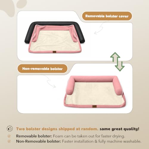Orthopedic Washable Dog Bed with Bolster for Medium to Large Dogs (36.0"L x 27.0"W x 7.0"Th / Pink)