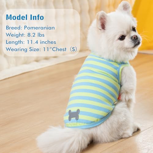 2Pack Cotton Dog Shirt for Small Dogs Soft Striped Tank Top (Small (4-7lbs) / 06# 2Pack (Blue+Striped))