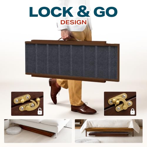 Adjustable Dog Ramp for Bed (Brown / 45" Long x 16.5" Walking Space)
