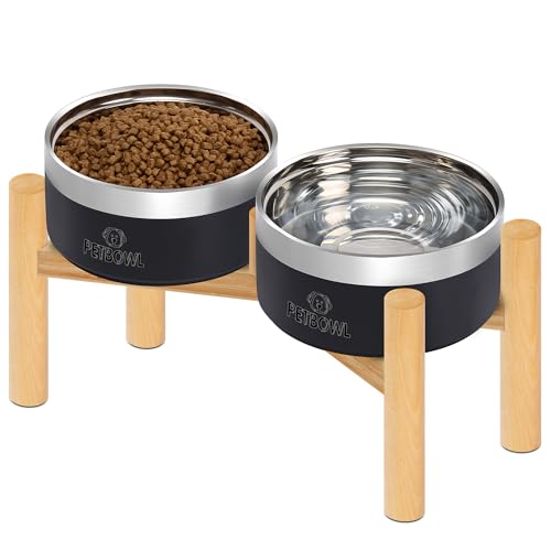 27oz Elevated Stainless Steel Dog Bowls Non (Black)