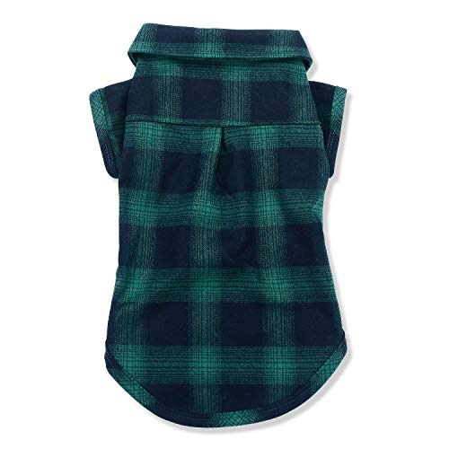 Dog Shirt Pet Plaid Clothes Shirt T (S-(4~7lb)-Chest~13" / Green)