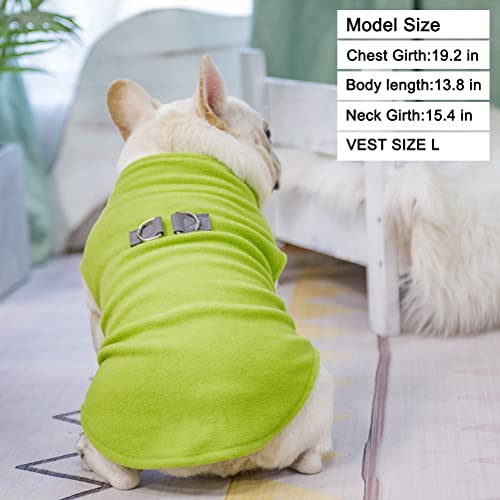 Dog Fleece Vest Sweater Winter Jacket for Small and Medium Large Dogs with D (Large / GREEN)