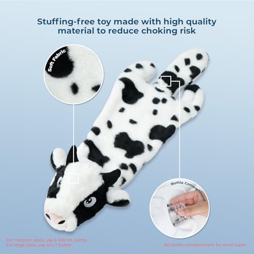 2-in-1 Stuffless Squeaky Dog Toy - Sheep, Cow, Small (Multicolor/Sheep & Cow / Small)