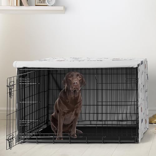 42in. Medium Large Dog Crate Cover (Grey Dog / 42in. x 30in. x 28.5in.)