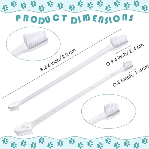 200 Count Dog Toothbrush Double Headed Long Handle Soft (White)