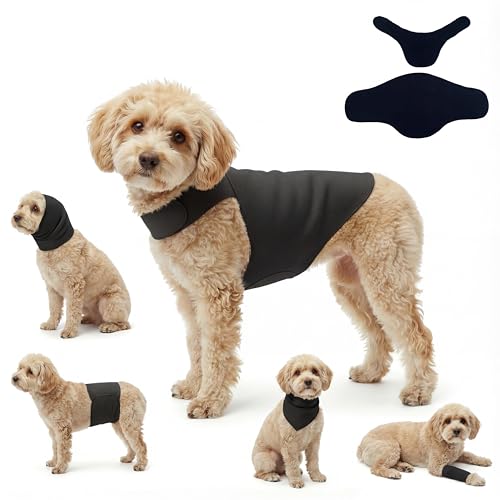 Dog & Cat Surgery Recovery Suit and Anxiety Wrap (S / Black)