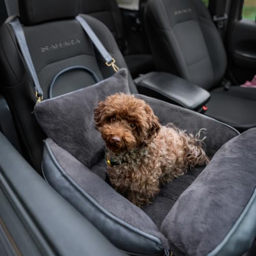 Small Dog Car Seat for Small Medium Pets with Harness Clip (Charcoal / Medium)