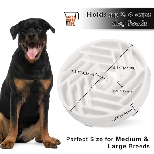 Slow Feeder Dog Bowls Large Medium Breed (White)