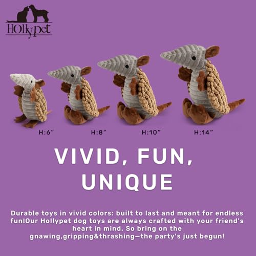 Armadillo Squeaky Puppy Dog Toys for Small Medium Dogs (8 IN / Light Brown)