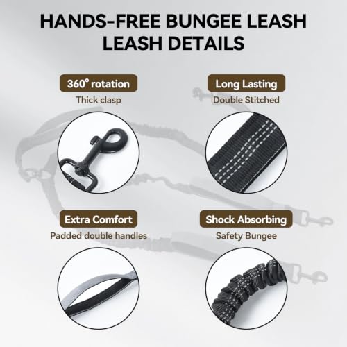 Hands Free Double Dog Leash with Waist Bag 82.7" Medium Large 2 Dogs - PetSolution