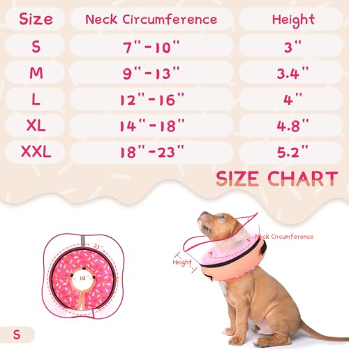 Raised Inflatable Dog Cone Collar to Stop Licking (Donut Pink / S(Neck 7"-9.5"))