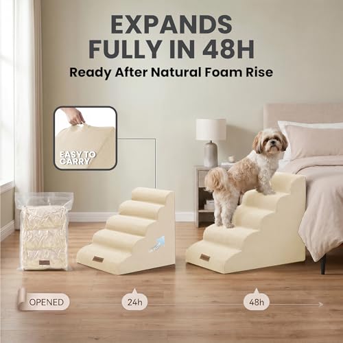 Dog Stairs for High Beds (Beige / Stairs 24.5"H)