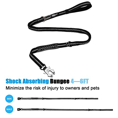 Tactical Shock Absorbing Bungee Dog Leash Heavy Duty (Black / Aviation aluminum)