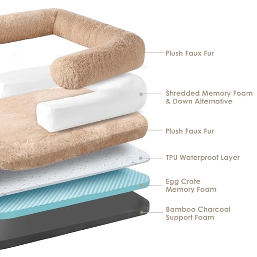 Orthopedic Foldable Human Dog Bed (72x44x11(Folded 44x36) / Camel)