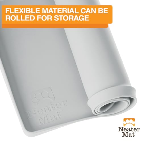 Neater Mat Pet Mats for Food and Water (19"L x 12"W / Light Gray)
