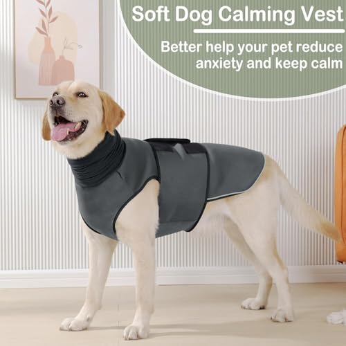 Reflective & Soft Dog Anxiety Vest with Ear Wraps for Thunderstorm (Grey / XXX-Large)