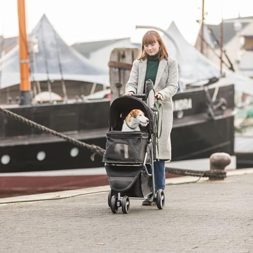 Foldable Pet Stroller for Cats and Dogs (Black)