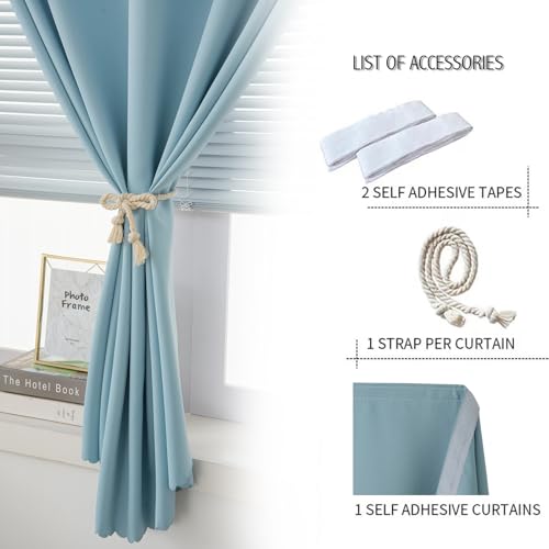 Self Adhesive Curtains (59"W x 59"L (Pack of 1) / Lake Blue)