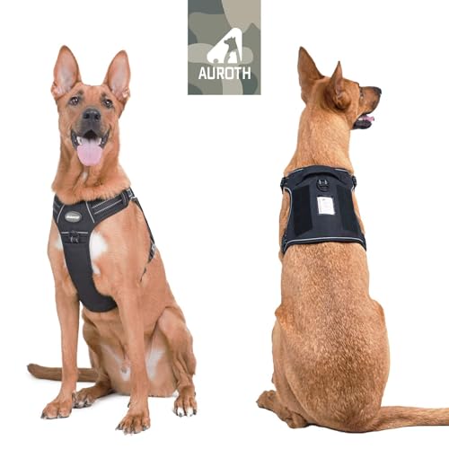 Tactical Dog Harness for Large Dogs (Black / XL(Neck:20-31",Chest:26-42"),75-135 lbs)