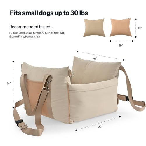 Dog Car Seat Pet Booster for Small (BEIGE)