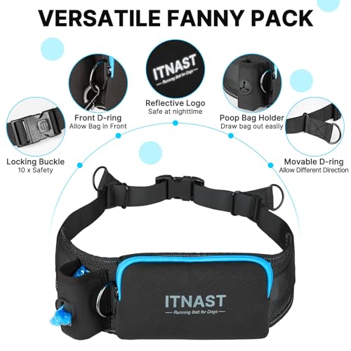 Hands Free Double Dog Leash Tangle Free (for Two Dogs / Black/Blue)