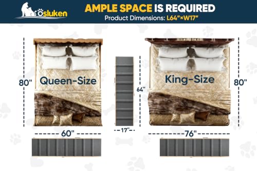 2026 Upgraded Dog Ramp for Bed (Gray / 64"X 17inch)