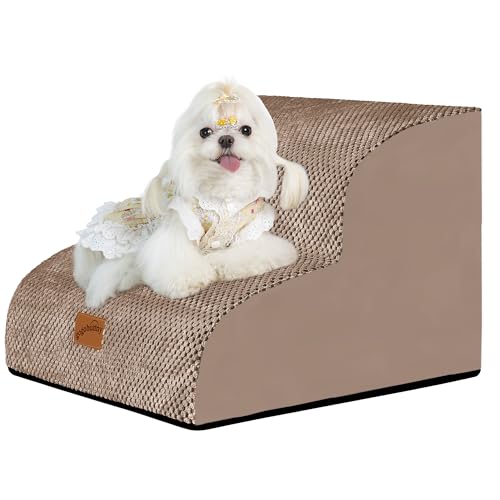 Ramp Dog Stairs for Couch Sofa and Chair 11.8" H (Camel / 2-Step (15.7"D x 15.7"W x 11.8"H))