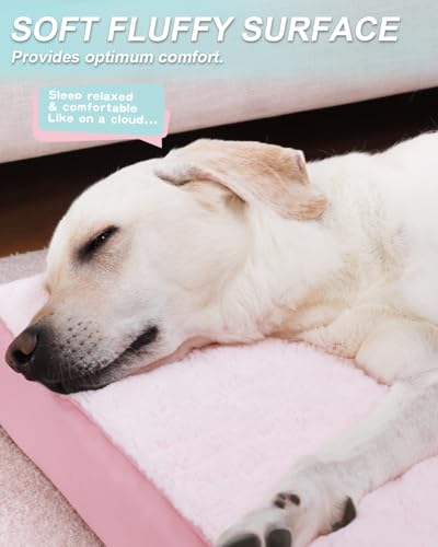 Orthopedic Dog Bed for Large Dogs with Waterproof Lining (Pink / 35.0"L x 22.0"W x 3.0"Th)