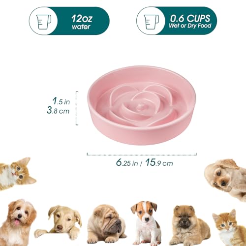 Ceramic Slow Feeder Dog Bowl (S - 0.6 Cups / Pink)