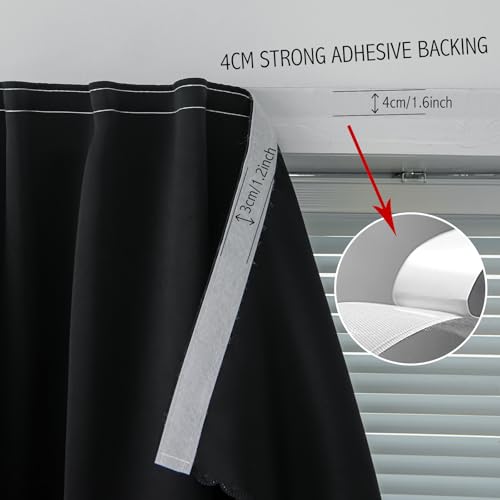 Adhesive Blackout Curtains (59"W x 71"L (Pack of 1) / Black)