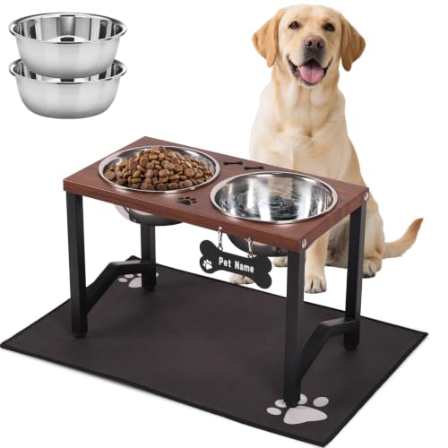 Elevated Dog Bowls (Brown-58oz x 2 / Height: 11.8")