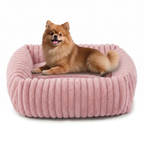 Dog Bed for Small Medium Dog (Pink / M (25"x21"x7"))