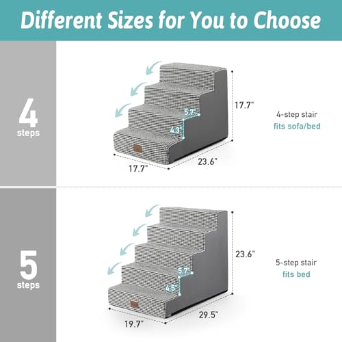 Dog Stairs for Small Dogs (White Black / 19.7x29.5x23.6 inch)