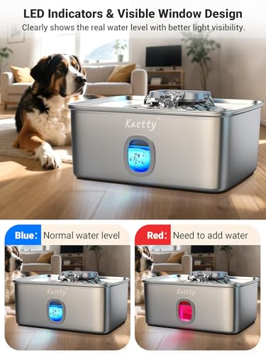 4 Gal 15L Stainless Steel Dog Water Fountain for Large Dogs