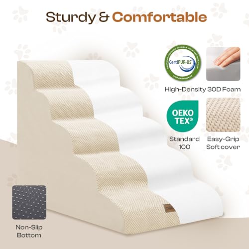 Dog Stairs Replacement Cover for 5 (Beige / Cover- 25"H)