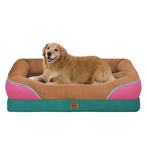 Waterproof Orthopedic XL Dog Bed for Large and Extra Large Dogs (Brown Mint / 42"L x 30"W x 7.5"Th)