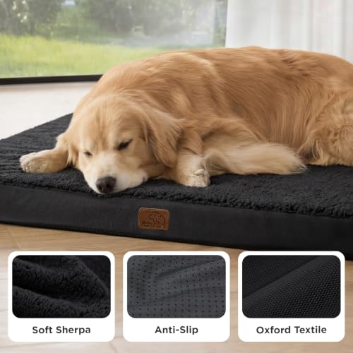 XXL Dog Bed Giant Pet Bed with Washable Cover (53"L x 36"W x 4"Th / Black)