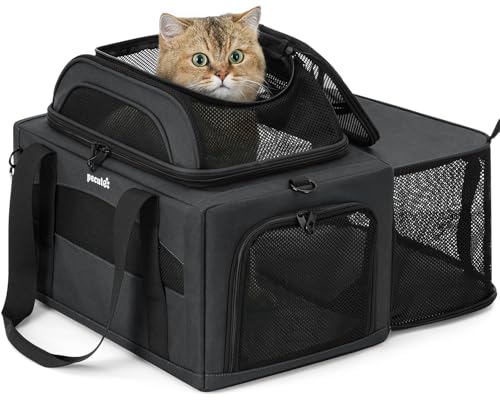 Top Expandable Airline Approved Pet Carrier for Cats (Dark Gray)