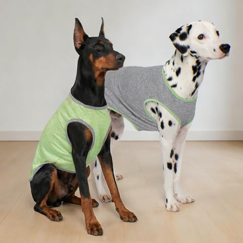 2Pack Dog Shirt for Large Dogs Sun Protection Tank Top for Summer (XXX-Large (55-75lbs) / 5# 2Pack (Green+Grey))