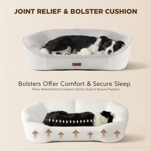 45D Orthopedic Memory Foam Dog Bed Sofa with 2 Washable Cover Brown (Brown+Beige)