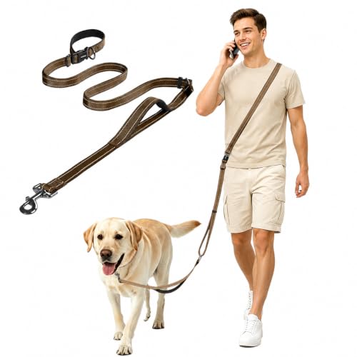 Hands Free Dog Leash by Kazazoo (Brown / M)