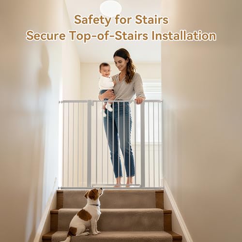 43 inch Tall Safety Dog Gate Adjustable 29.7 (White / 29.7-45.2''W)