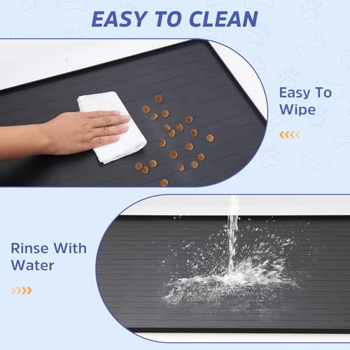 Large Dog Mats for Food and Water (Black / 32"L x 24"W)