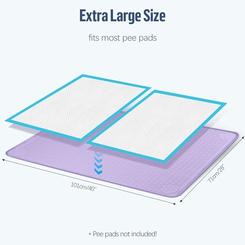 Pee Pad Holder for Dogs 40''x28'' Silicone Puppy Pee Pad Tray (Purple)